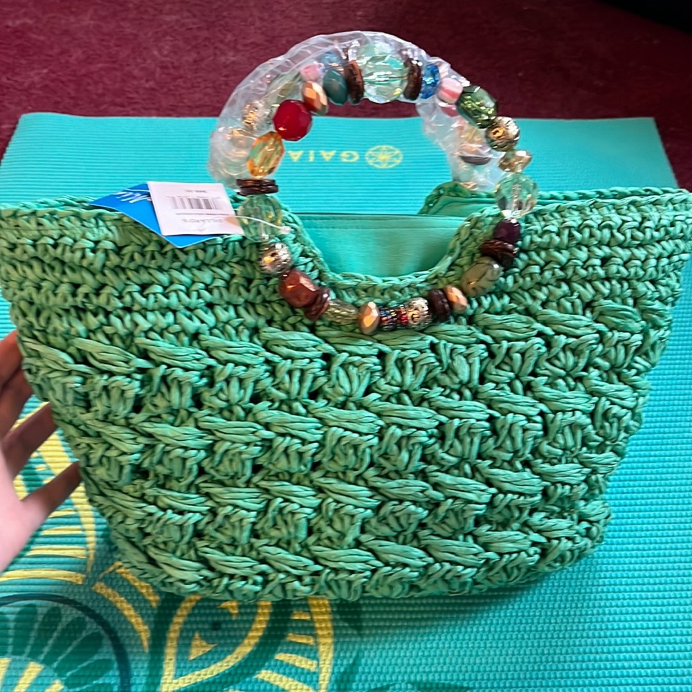 New with tags gorgeous beaded handle  hand bag